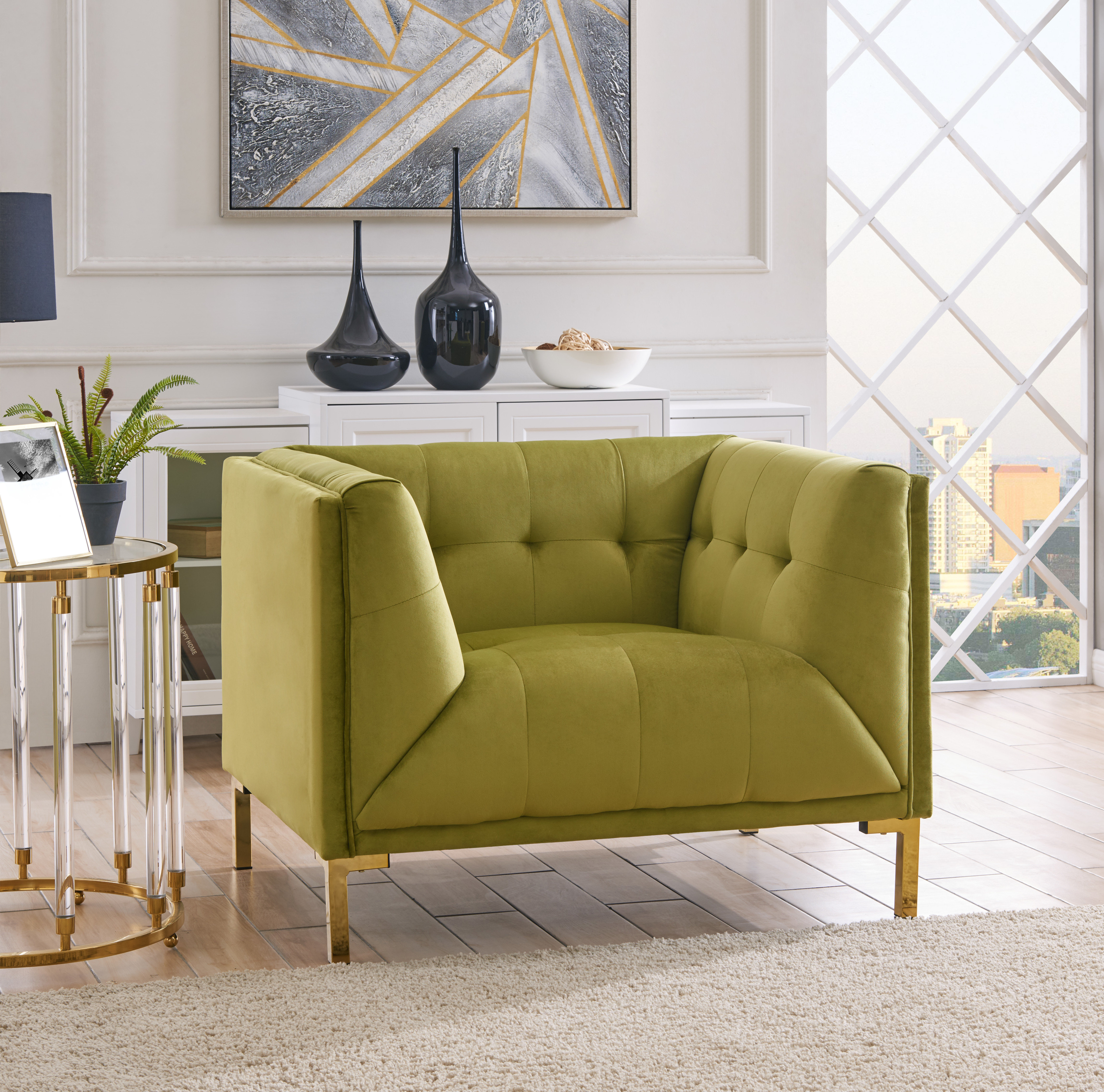 Lime green velvet online chair