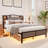 Upholstered Bed Frame With Led Lights & Charging Station-1676284721