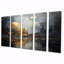 «Golden Cityscape Full Moon Reflection - Abstract Landscape», ensemble de 5 décorations murales-2131862512
