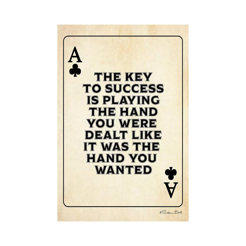 «Ace of clubs» par Susan Ball - art textuel sur toile tendue, H 18 po x l 12 po x 1,5 po