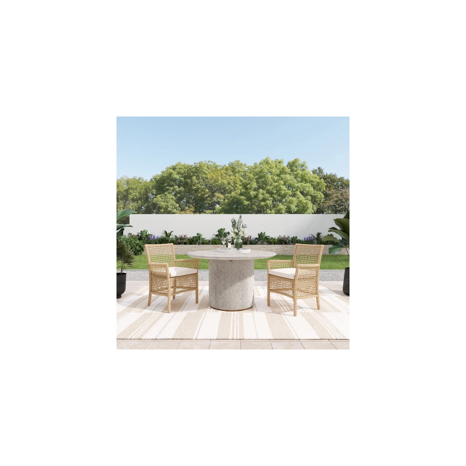 Concrete Pedestal Patio Dining Set