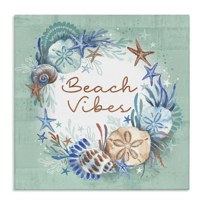 «Beach Vibes & Seashells», art mural sur toile par Courtney Morgenstern