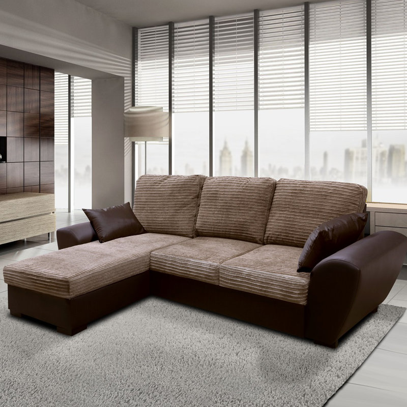 Acee Corner Sofa Bed Jumbo Cord, Brown/Brown
