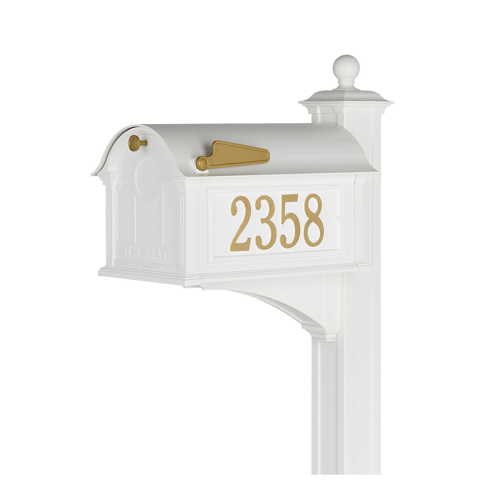 Balmoral Post Mounted Mailbox, White, Yes