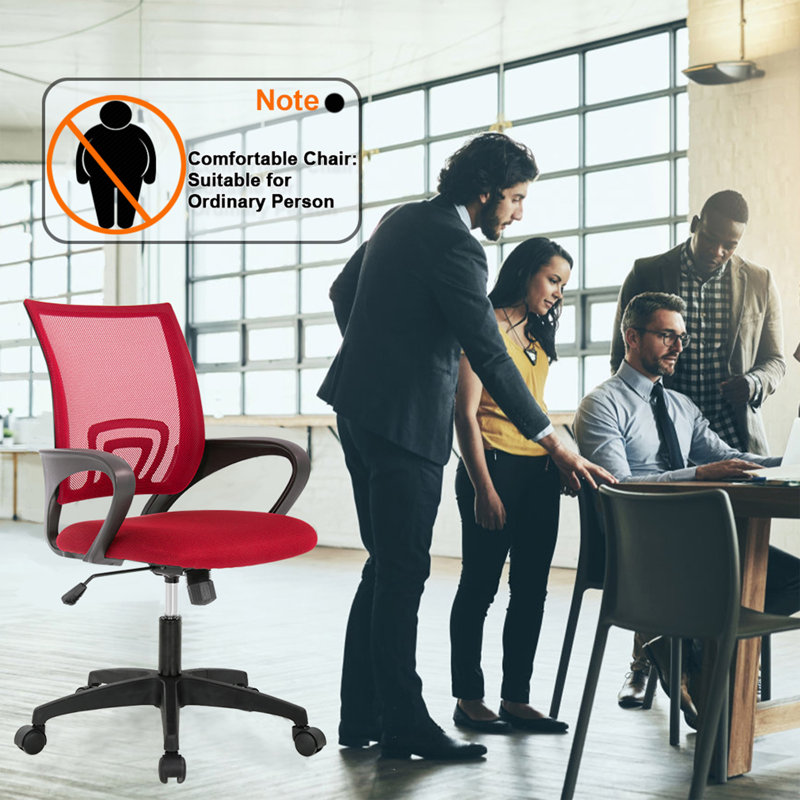 Red Mesh Swivel Task Office Chair with Adjustable Arms
