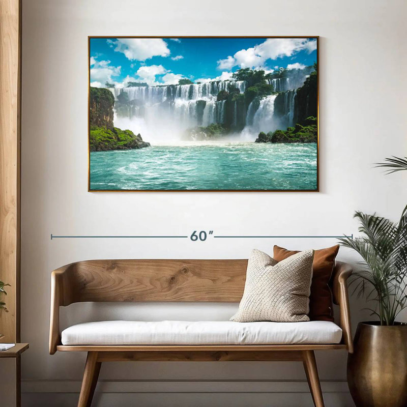 Enchanteresse des chutes d'Iguazu, 46 po x 31 po, Cadre flottant doré
