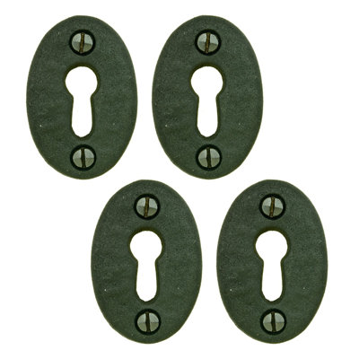 Black Iron Keyhole Cover Escutcheon Replacement 1-3/4" H