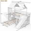 Lit superposé simple au dessus d'une maison double avec échelles, glissières, rangement et garde-robe, blanc-100606048