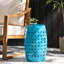 Table d'appoint industrielle bleue l 11,93 po x P 17,38 po pour l'entrée ou le salon, avec résistance aux intempéries et pièces métalliques de 12 po pour l'intérieur et l'extérieur