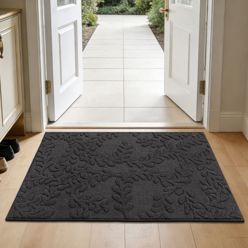 Tapis d'entrée super absorbant et lavable à la machine Dirt Trapper Doormat, L 32 po x L 48 po, Gris foncé