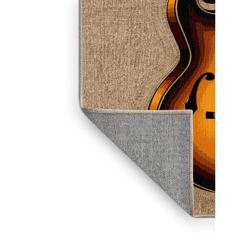 Washable Mandolin Music Area Rug, Round 4'
