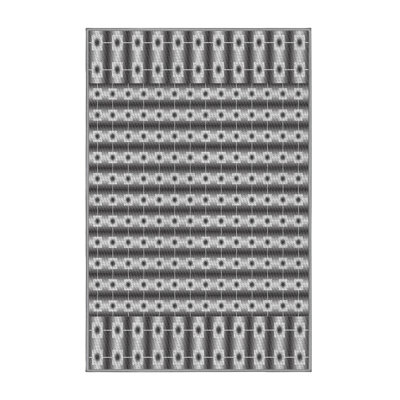 Tapis noir/blanc cassé tissé à la machine