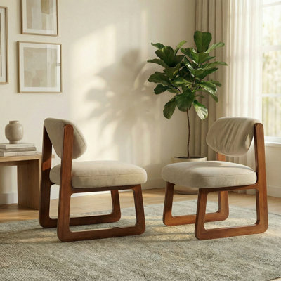 21'' Modern Upholstered Dining Chair with Adjustable Backrest, Solid Wood Frame (Walnut Finish), Comfortable Decorative Chair, Suitable for Dining Rooms or Home Offices, Available in Set of 2