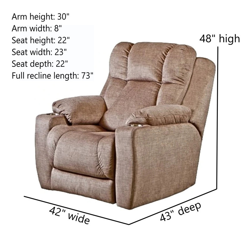 Fauteuil inclinable près du mur pour homme, Café, Velours