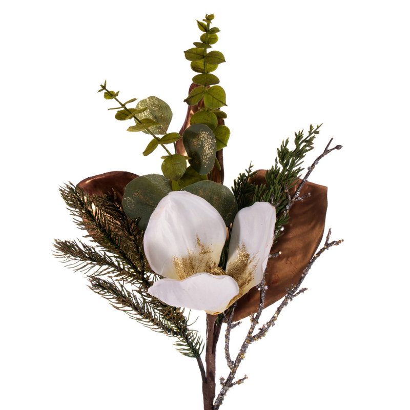 33" White Artificial Magnolia Swag.