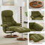 Fauteuil inclinable ergonomique avec repose-pieds, méridienne moderne pivotante à 360 ° avec repose-pieds, tissu chenille, massage par vibration à 5 points, siège chauffant et dossier réglable à 140 °