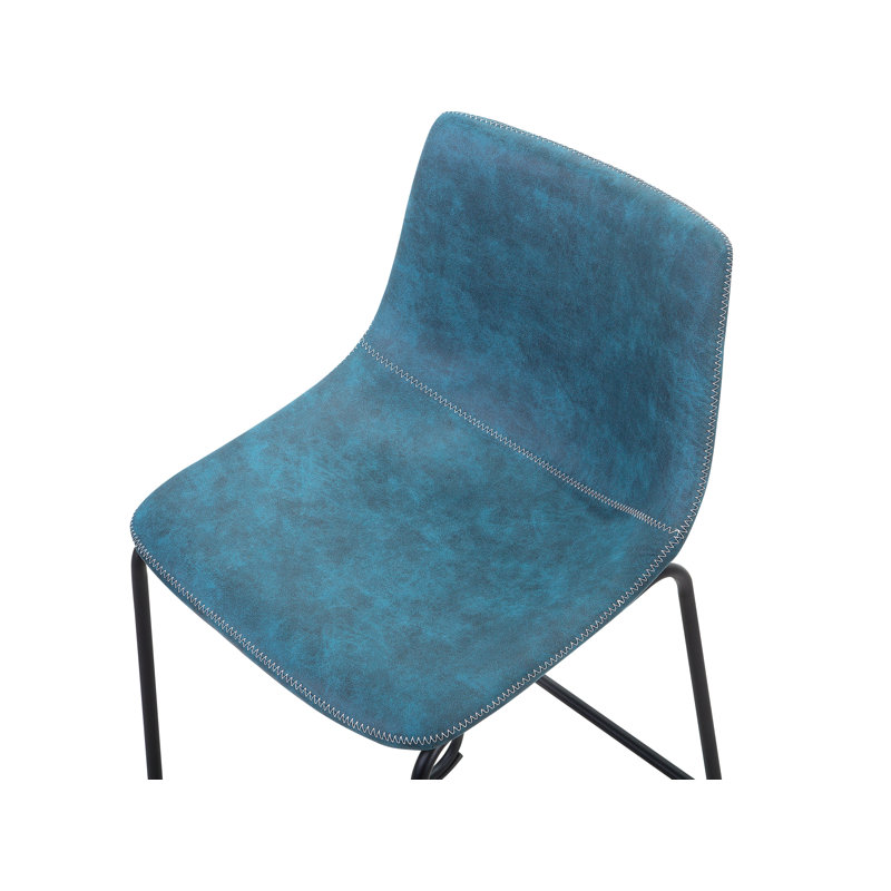 Mateyka Upholstered Counter Stool with Metal Frame, Blue