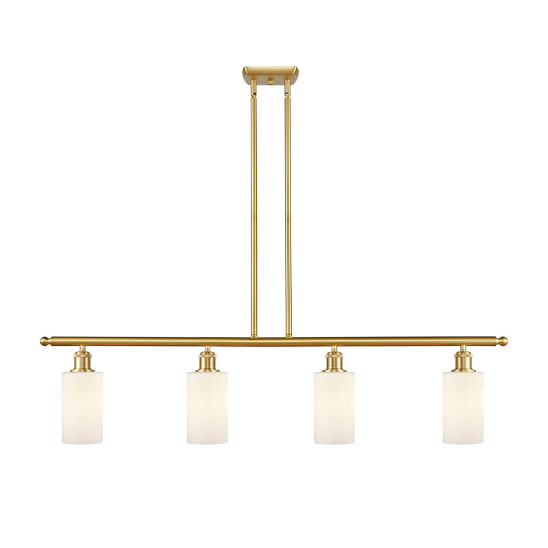 Luminaire suspendu pour îlot de cuisine 4 lumières Cloverdale, DEL, Blanc mat, Or satiné