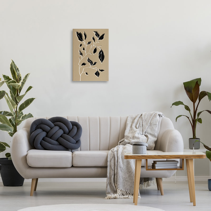 Art mural contemporain sur toile de plante sèche, design par Martina Pavlova, H 16 po x l 24 po