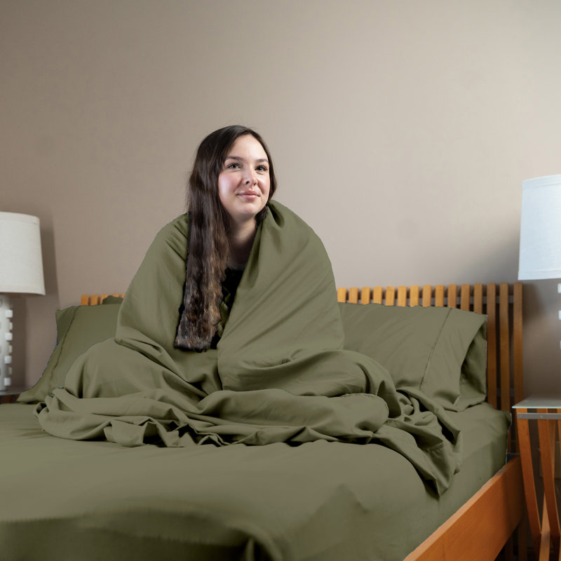 Ultra Soft Bamboo Sheet Set - 4 Pc Set - Wrinkle Resistant - Cooling Sheets with Deep Pockets, Olive