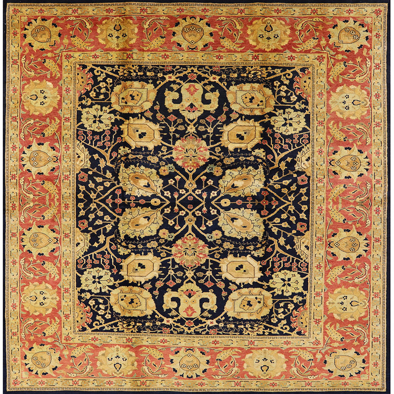 Tapis oriental rouge / noir Soffren, Carré 4 pi
