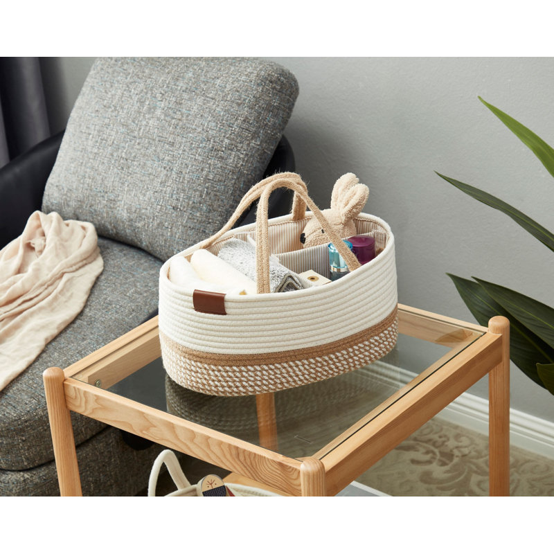 Panier en tissu Caddy Organiser, Spirale beige / blanc