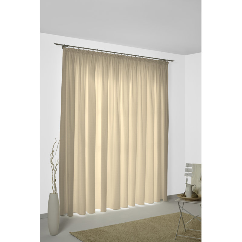Uni Collection 100% Cotton Room Darkening Curtain Single Panel, 142cm wide x 325cm high, Beige