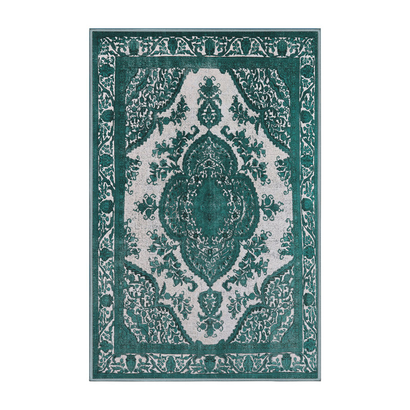 Tapis 100% Mid-Century moderne lavable à la machine 2215, Rectangle 7 pi x 9 pi