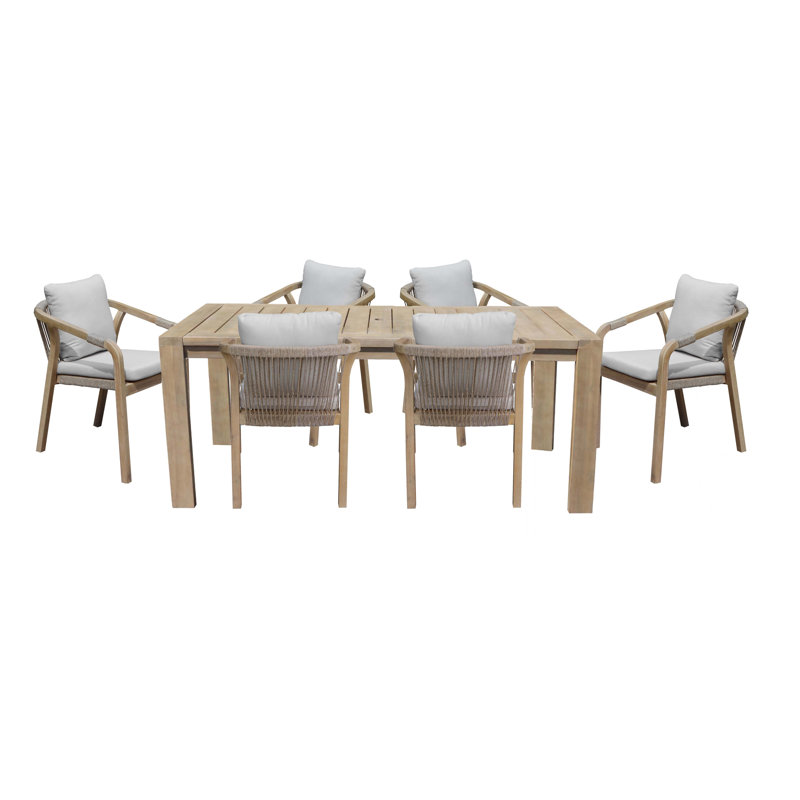 Ensemble repas 7 pièces Joly, beige, Brun
