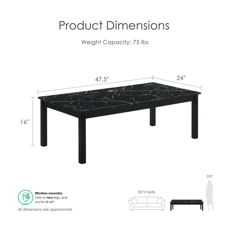 Ensemble de tables basses 3 pièces Brudan, Noir, noir, noir, noir