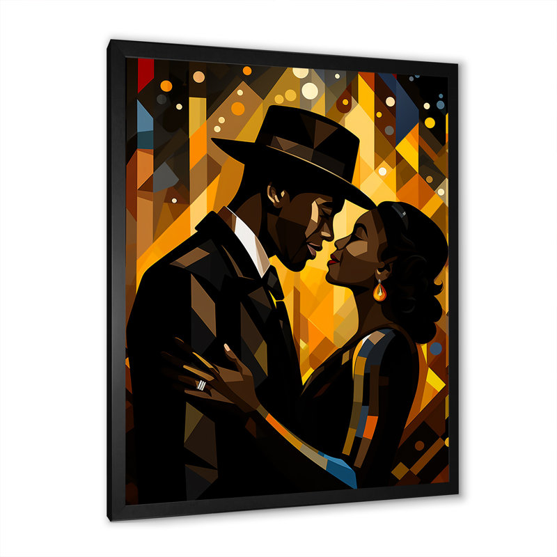 Couple glamour Jazz Age, Cadre simple noir, H 32 po x l 24 po x P 1 po