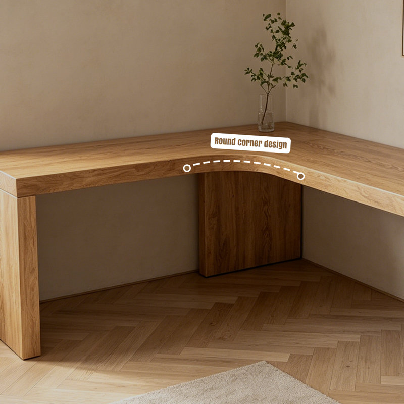 Bureau en bois massif en L Burlywood, Left, 29.53"H*70.87"W*47.24"D