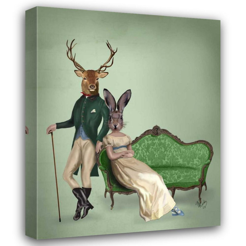 Art sur toile tendue de la galerie Trinx Fab Funky: Mr Deer and Lady Rabbit