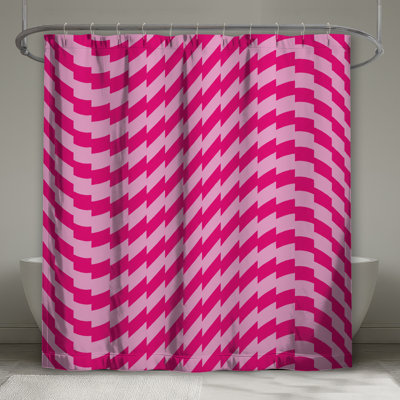 Rideaux de douche roses à illusion optique extra longs