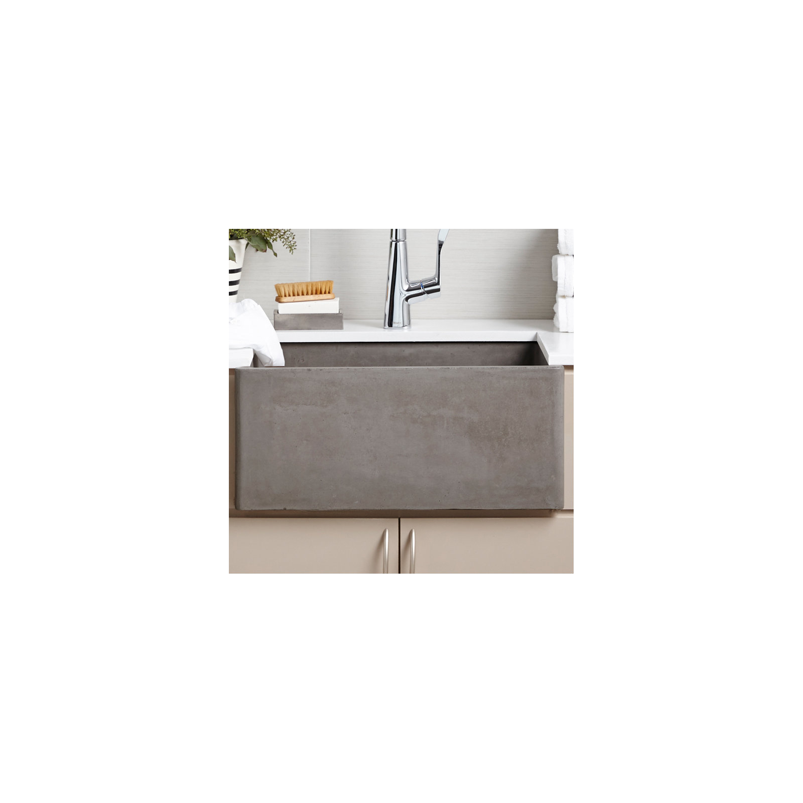 NativeStone® Concrete 24" L x 18" W Farmhouse Kitchen Sink, Ash