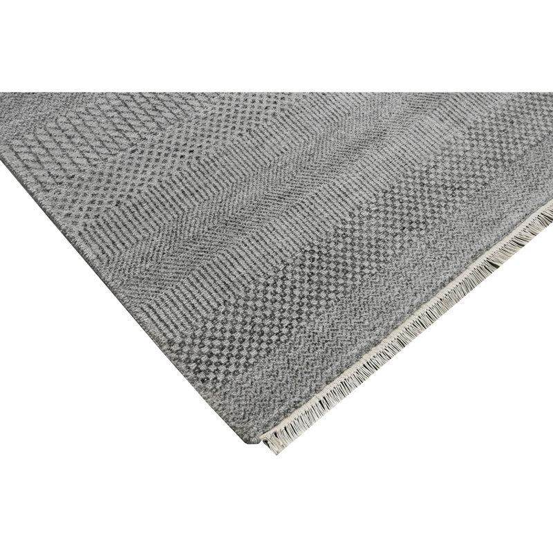 High-Quality Hand-Knotted Silver And Black Area Rug