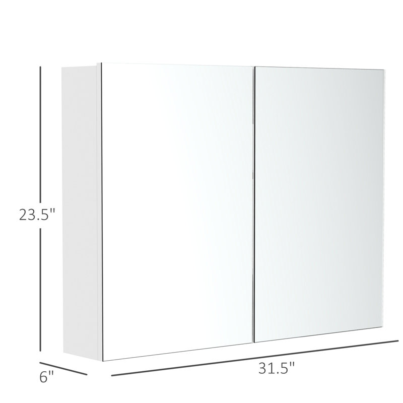 Armoire de salle de bain avec miroir 31,5 po x 23,5 po - décor moderne, espace de rangement suffisant, charnières de porte silencieuses, tablette murale blanche avec charnières rembourrées 31,5 po x 23,5 po, design, espace abondant, fonctionnement par charnière,