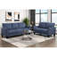 Bleu moderne moderne avec accoudoirs légèrement évasés et rembourrage en tissu à haute densité de faux bois noir