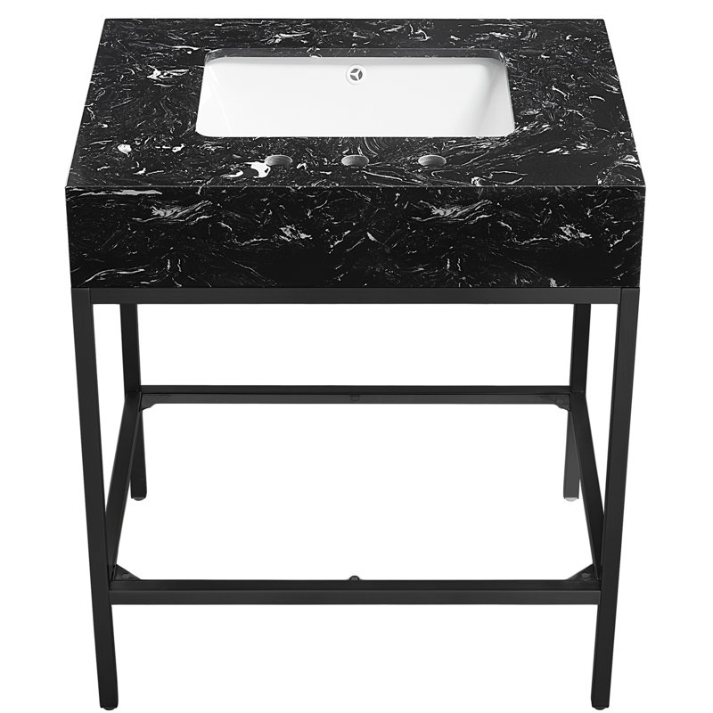Marmo 30" Single Bathroom Vanity, Black, Matte Black