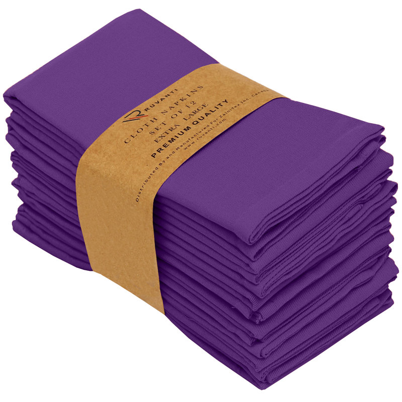 Purple Cotton Blend 18x18 Cloth Napkins Set of 12
