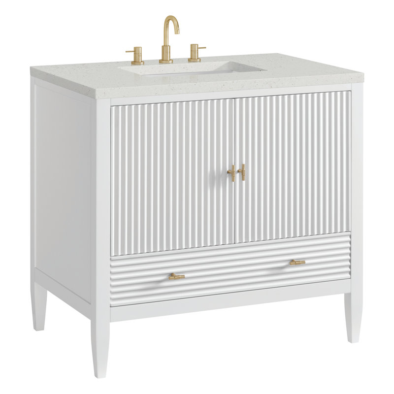 Myrrin 36'' W Single Vanity, Bright White, Lime Delight, 8" Widespread