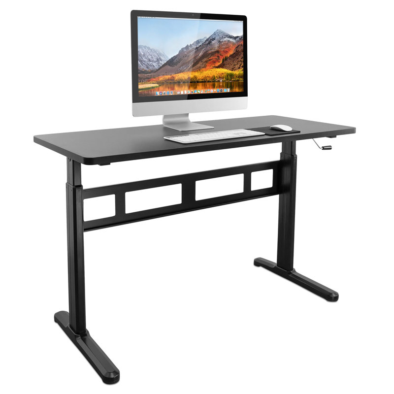 ErgoFlex 54'' Black Steel Manual Height Adjustable Desk