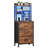 Tall Nightstand with LED Lights and 3 Tier Shelves, Night Stand with 3 Fabric Drawers, 45.3inch Tall Bedside Tables with USB Ports and Outlets in Bedroom, Dorm, Office-2030472603