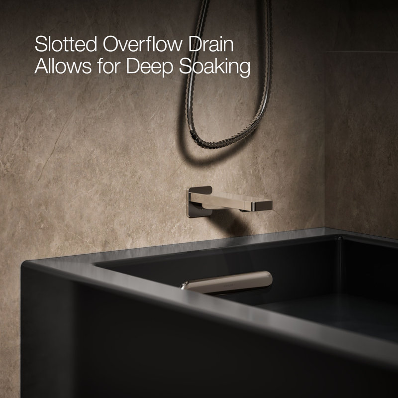 Underscore® 60" x 30" Rectangular Alcove Soaking Bathtub with Slotted Overflow and Integral Apron, Left, Black