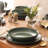 Gibson Elite Beckett Stoneware Reactive Glaze 16 Piece Plates and Bowls Dinnerware Set - Green-98537333