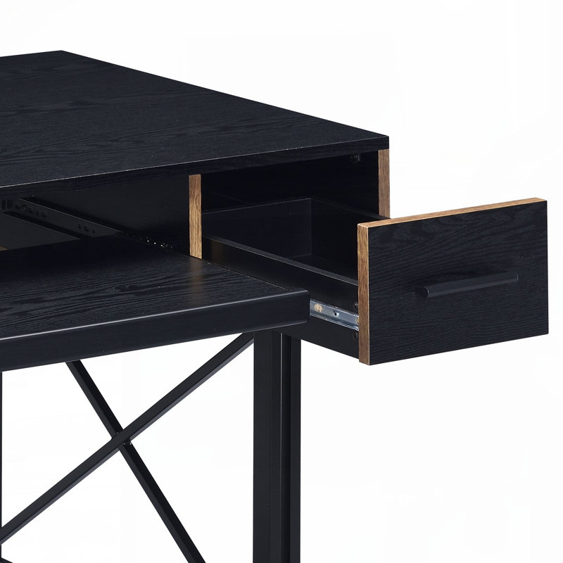 Bureau d'ordinateur à finition noire, Noir / Noir