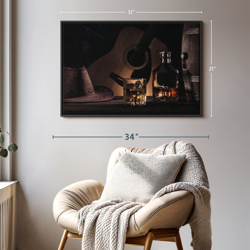 Cowboy Whiskey, reproduction sur toile, H 21 po x l 31 po