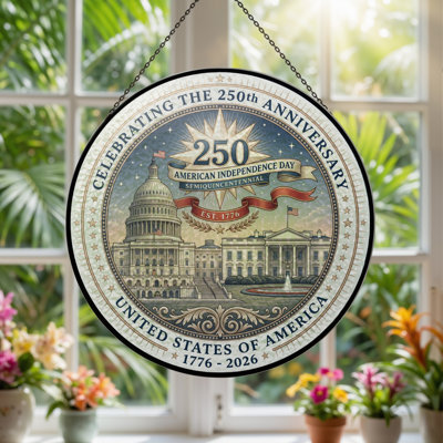 Panneau de fenêtre en verre pour décoration intérieure American Independent USA 250th Anniversary ， 7,8H