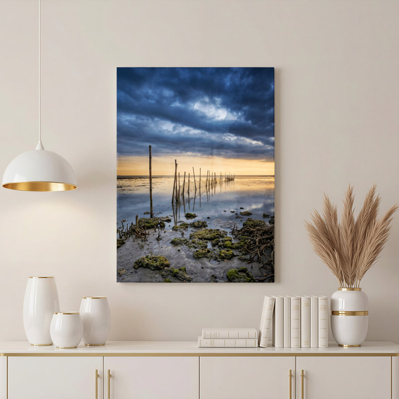 Art mural sur toile Gallery Wrap pour le salon, la chambre à coucher, le bureau ou le vestibule - décoration murale décorative avec marais coucher de soleil