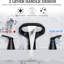 Robinet pour salle de bain à cascade large en laiton massif 8 po, 3 trous, bec réglable, 2 poignées, noir mat